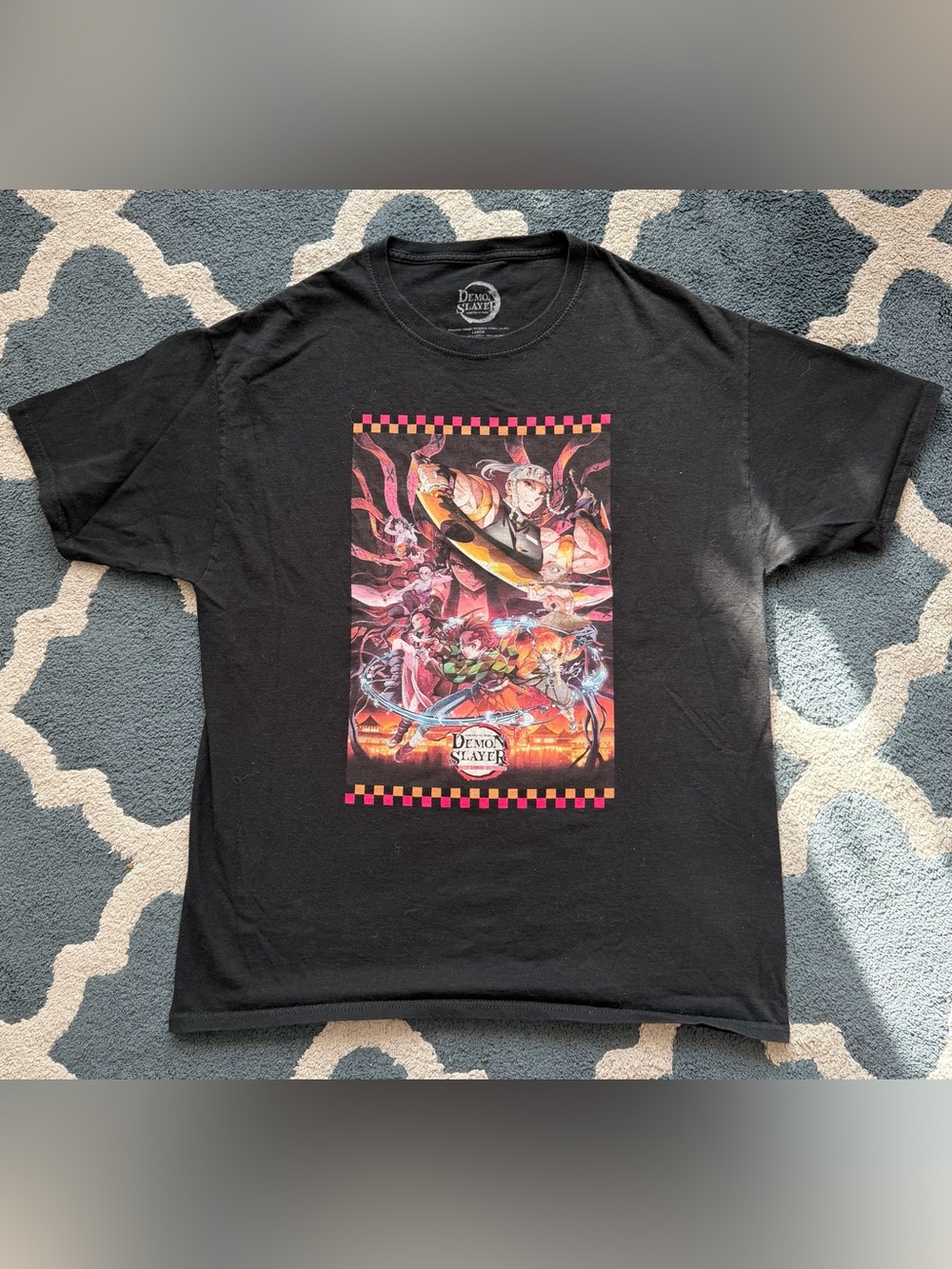 Demon Slayer Graphic Tee — Black with Multicolor Print
